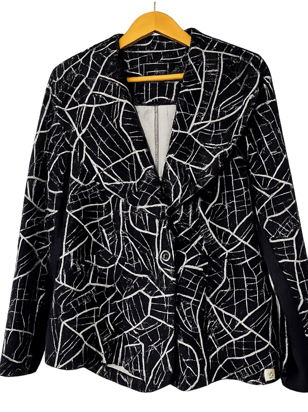 Tonia Debellis Women’s Blazer Jacket – Black & White Abstract - Medium